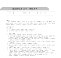 운영계획(청소년단체·조직) 운영계획(청소년단체·조직)